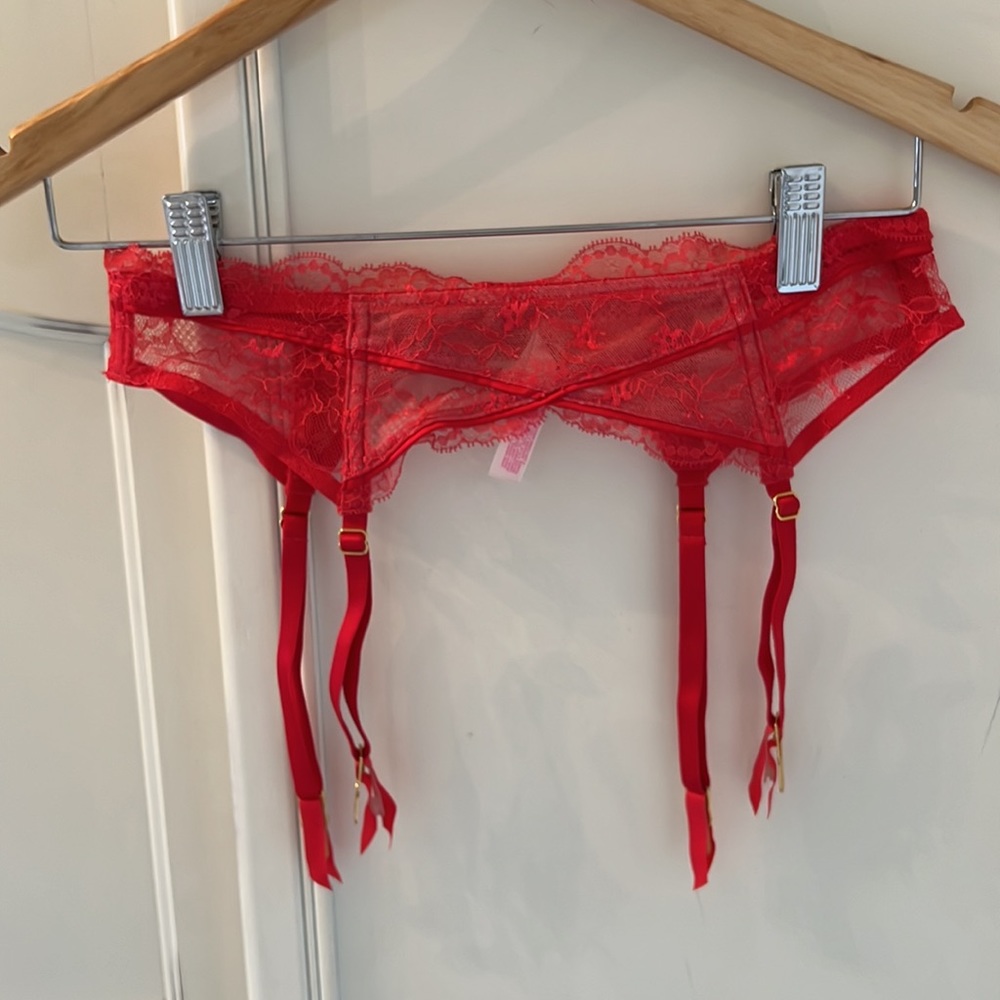 Victoria's Secret Red Lace Garter Belt Lingerie